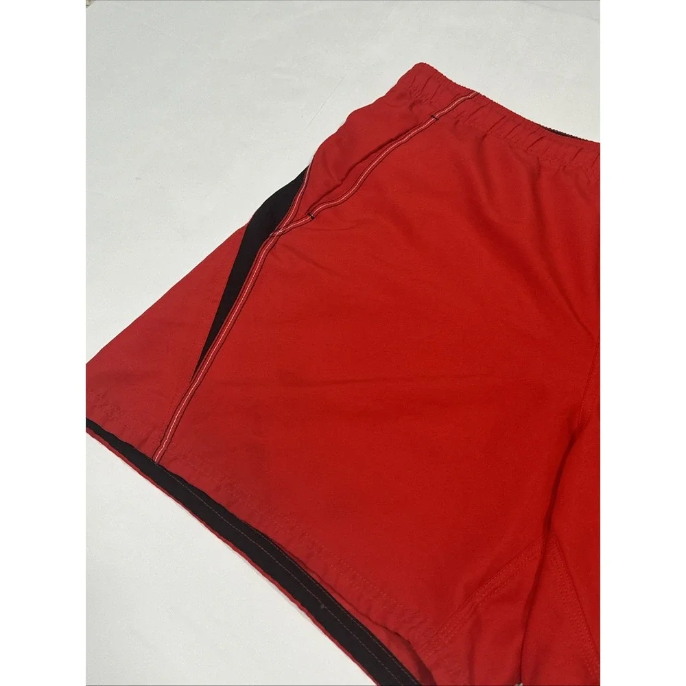 Nike Swim Shorts Mesh Lined Drawstring Red Black Cargo‎ Swoosh Men's Size XL
